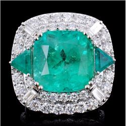 18K Gold 12.21ct Emerald & 2.58ct Diamond Ring