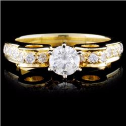 18K Yellow Gold 0.92ctw Diamond Ring