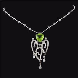 18K Gold 5.67ct Peridot & 1.54ctw Diamond Necklace