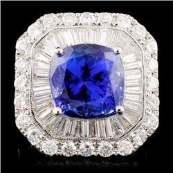 18K Gold 7.60ct Tanzanite & 3.33ctw Diamond Ring