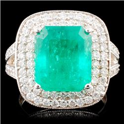 18K Gold 5.50ct Emerald & 1.09ctw Diamond Ring