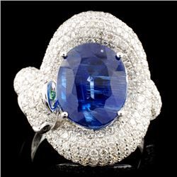 18K Gold 7.91ct Kyanite & 2.15ctw Diamond Ring