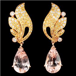 18K Gold 5.31ct Morganite & 0.38ctw Diamond Earrin