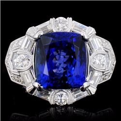 18K Gold 7.65ct Tanzanite & 1.76ct Diamond Ring