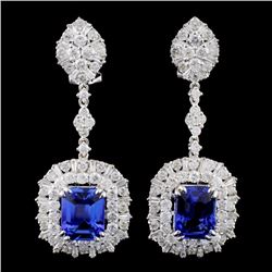 18K Gold 6.13ctw Tanzanite & 3.98ctw Diamond Earri