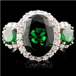 18K Gold 6.55ct Tsavorite & 2.72ctw Diamond Ring