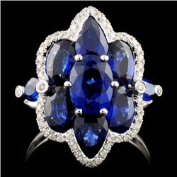 18K Gold 5.03ct Sapphire & 0.18ct Diamond Ring