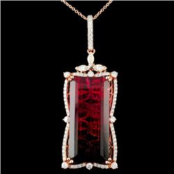 18K Gold 41.92ct Tourmaline & 1.85ctw Diamond Pend