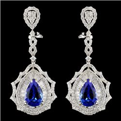 18K Gold 6.76ctw Tanzanite & 3.89ctw Diamond Earri