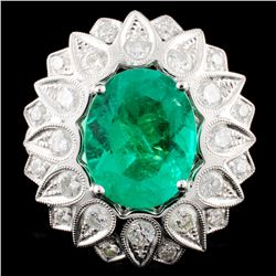 18K Gold 4.23ct Emerald & 1.93ctw Diamond Ring
