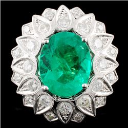 18K Gold 4.23ct Emerald & 1.93ctw Diamond Ring