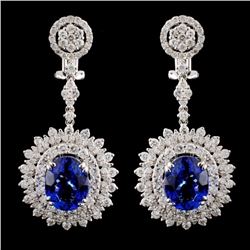 18K Gold 7.50ct Tanzanite & 4.58ct Diam Earrings