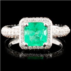 18K Gold 1.09ct Emerald & 1.24ctw Diamond Ring