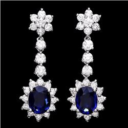 `14k Gold 3ct Sapphire 3.25ct Diamond Earrings