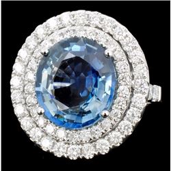 18K Gold 6.74ct Sapphire & 1.31ct Diamond Ring