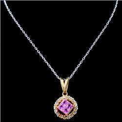 18K Gold 0.70ct Sapphire & 0.47ct Diamond Pendant