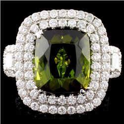 18K Gold 7.68ct Tourmaline & 1.87ctw Diamond Ring