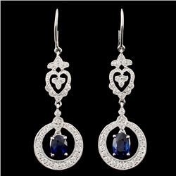 18K Gold 1.30ctw Sapphire & 0.58ctw Diamond Earrin