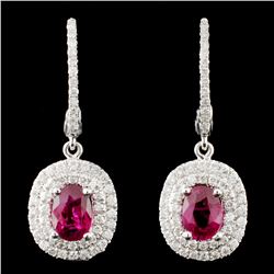 18K Gold 1.27ctw Ruby & 0.50ctw Diamond Earrings