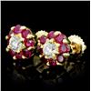 Image 2 : 18K Gold 1.30ct Ruby & 0.49ct Diamond Earrings