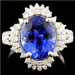 18K Gold 5.03ct Tanzanite & 0.52ctw Diamond Ring