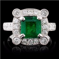 18K White Gold 1.63ct Emerald & 1.04ct Diamond Rin