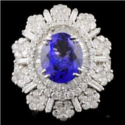 18K Gold 4.15ct Tanzanite & 3.65ctw Diamond Ring