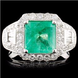 18K Gold 2.13ct Emerald & 1.11ctw Diamond Ring