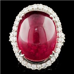 18K Gold 24.95ct Rubellite & 1.61ctw Diamond Ring