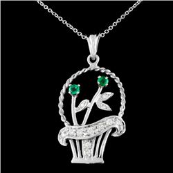 14K Gold 0.24ctw Emerald & 0.41ctw Diamond Pendant