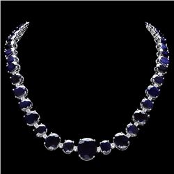 `14k Gold 165ct Sapphire 1.8ct Diamond Necklace