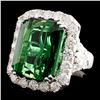 Image 2 : 18K Gold 23.82ct Tourmaline & 3.43ctw Diamond Ring
