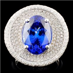 18K Gold 7.14ct Tanzanite & 1.20ctw Diamond Ring