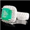 Image 2 : 18K Gold 3.07ct Emerald & 2.29ctw Diamond Ring