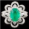 Image 1 : 18K Gold 1.71ct Emerald & 0.98ctw Diamond Ring