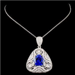 18K White Gold 4.13ct Tanzanite & 1.35ct Diamond P