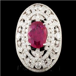 18K Gold 4.07ct Ruby & 2.51ctw Diamond Ring