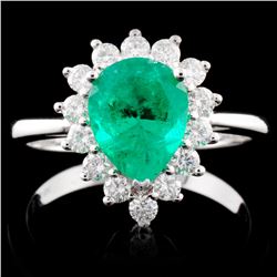 18K Gold 1.33ct Emerald & 0.44ctw Diamond Ring