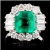 18K W Gold 2.80ct Emerald & 1.00ctw Diamond Ring
