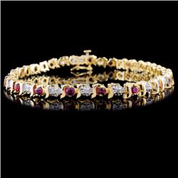 14K Yellow Gold 1.80ct Ruby & 0.25ct Diamond Brace