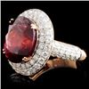 Image 2 : 18K Gold 9.32ct Tourmaline & 2.16ct Diamond Ring