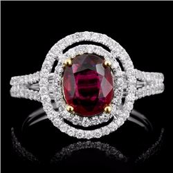 18K Gold 1.01ct Ruby & 0.50ct Diamond Ring