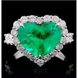 18K Gold 3.71ct Emerald & 1.28ct Diamond Ring