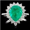 18K White Gold 2.32ct Emerald & 0.56ct Diamond Rin