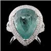 14K White Gold 8.23ct Tourmaline & 0.87ct Diamond