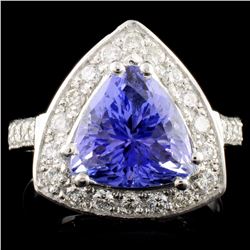 14K Gold 4.42ct Tanzanite & 0.66ctw Diamond Ring