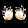 14K Gold Pearl & 0.05ct Diamond Earrings
