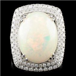 14K Gold 8.45ct Opal & 1.37ctw Diamond Ring