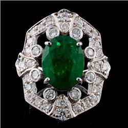 14K Gold 3.63ct Emerald & 1.24ct Diamond Ring