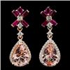 14K Gold 6.50ct Morganite & 0.67ctw Diamond Earrin